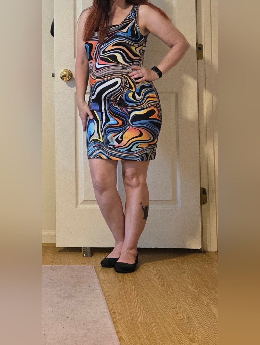 Multicolor Swirl Print Tank Dress
